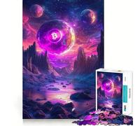 Jigsaw Puzzle 1000 Piece for Adults Bitcoin Galaxy Ideal Cut Decor Mental Focus Game Chill Game Play Xmas Scene Art (50x75cm)