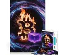 Jigsaw Puzzle 1000 Piece for Adults Bitcoin On Fire Smooth Edge Play Focus Building Toy Quiet Time Game Xmas Scene Art (38x52cm)