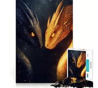 Jigsaw Puzzle 1000 Piece for Adults Black And Gold Dragons Smooth Edge Play Focus Building Toy Quiet Time Game Xmas Scene Art (50x75cm)