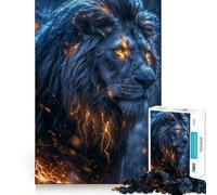 Jigsaw Puzzle 1000 Piece for Adults Black And Gold Lions Ideal Cut Decor Mental Focus Game Chill Game Play Xmas Scene Art (38x52cm)