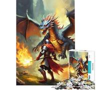 Jigsaw Puzzle 1000 Piece for Adults Black Dragon An Knight Educational Game Learning Educational Toys Great Gifts And Toys Suitable for Couples (Size 38x26cm)