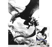 Jigsaw Puzzle 1000 Piece for Adults Black Dragon Soaring Ink Adult Jigsaw Puzzles Birthday Present Every Piece Is Unique - Challenging Family Fun Game (38x26cm)