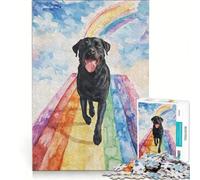 Jigsaw Puzzle 1000 Piece for Adults Black Lab Rainbow Bridge, Practical Game, Difficult And Challenge, Suitable for Desktop Decoration 38x26cm