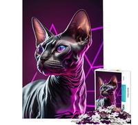 Jigsaw Puzzle 1000 Piece for Adults Black Sphynx Cat Educational Game Learning Educational Toys Great Gifts And Toys Suitable for Couples (Size 38x52cm)