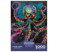 Jigsaw Puzzle 1000 Piece for Adults Blacklight Tapestry Octopus Skull Jigsaw for Adults Fun Games Analysis And Logic Deal As Gifts for The Whole Family 38x26cm/1000pcs