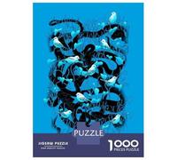 Jigsaw Puzzle 1000 Piece for Adults Blue Snake with Birds Art Print Puzzles for Adults Toy Wall Decor But Fun And Humorous Unique Birthday And Gifts 70x50cm/1000pcs