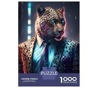 Jigsaw Puzzle 1000 Piece for Adults Boss Leopard In Suit Puzzles for Adults Family Game Birthday Present Deal As Gifts for The Whole Family 38x26cm/1000pcs