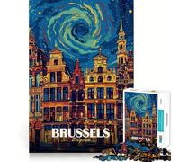 Jigsaw Puzzle 1000 Piece for Adults Brussels, Belgium Cityscape Art Sharp Cut Craft Focus Game Gift Idle Time Game Xmas Scene Art (38x52cm)