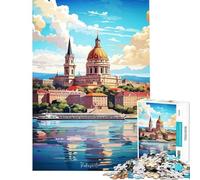 Jigsaw Puzzle 1000 Piece for Adults Budapest Oil Painting Challenging To Complete Pattern Assembly Home Decoration Toys for And from 14 Years And over (38X26CM)