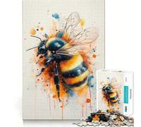 Jigsaw Puzzle 1000 Piece for Adults Bumblebee Watercolor Art Sharp Cut Craft Focus Game Gift Idle Time Game Xmas Scene Art (38x52cm)