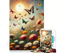 Jigsaw Puzzle 1000 Piece for Adults Butterflies And Wildflowers on A Spring Day Sharp Cut Craft Focus Game Gift Idle Time Game Xmas Scene Art (50x75cm)