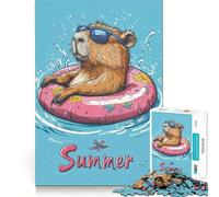 Jigsaw Puzzle 1000 Piece for Adults Capybara Summer Fun Sharp Cut Craft Focus Game Gift Idle Time Game Xmas Scene Art (38x52cm)