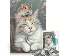 Jigsaw Puzzle 1000 Piece for Adults Cat And Mouse Naptime, Hands-on Game, Improve Memory, Artists Collection, Fine Art 38x52cm
