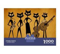 Jigsaw Puzzle 1000 Piece for Adults Cats Band Playing Music Adult Jigsaw Hands-on Game Staycation Kill Time Stress Reduction Gifts 52x38cm/1000pcs