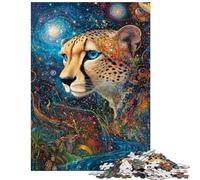Jigsaw Puzzle 1000 Piece for Adults Cheetah Cosmos Hands-on Game Suitable for Couples Home Decoration Toys Fun at Home Activities, Size 75x50cm