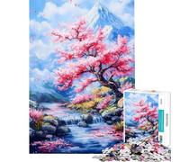 Jigsaw Puzzle 1000 Piece for Adults Cherry Blossom Mountain Stream Puzzle for Adults Fun Games Difficult Hard Unique Birthday And Gifts (Size 50x75cm)