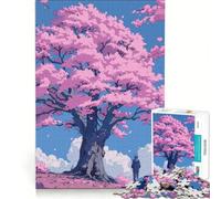 Jigsaw Puzzle 1000 Piece for Adults Cherry Blossom Pink Retro, Impossible Game, Parent-child Interaction, for Birthday, Chrismas 38x52cm