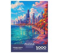 Jigsaw Puzzle 1000 Piece for Adults Chicago Skyline in Autumn Puzzles for Adults Toy Wall Decor But Fun And Humorous Unique Birthday And Gifts 70x50cm/1000pcs