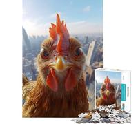 Jigsaw Puzzle 1000 Piece for Adults Chicken Selfie in The City Educational Game Learning Educational Toys Great Gifts And Toys Suitable for Couples (Size 75x50cm)