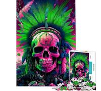 Jigsaw Puzzle 1000 Piece for Adults Chieftain Trippin Skull Puzzles for Adults Anti-Stress Toys Staycation Kill Time Help The Brain Exercise (size 38x52cm)