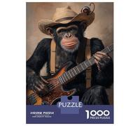 Jigsaw Puzzle 1000 Piece for Adults Chimp Guitarist in Straw Hat-1 Puzzle for Adults Hands-on Game Improve Memory Stress Reduction Gifts 38x26cm/1000pcs