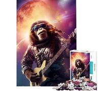 Jigsaw Puzzle 1000 Piece for Adults Chimpanzee Flying in Space Addictive Toys to Cultivate Patience Practical Game Home Decoration Birthday Gifts (Size 38x26cm)