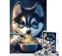 Jigsaw Puzzle 1000 Piece for Adults Chopsticks & Noodles Husky's Night Feast - Impossible Game Learning Educational DIY Toys Artists' Collection, Fine Arts (50X75cm)
