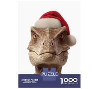 Jigsaw Puzzle 1000 Piece for Adults Christmas Dinosaur with Santa Hat Jigsaw Puzzle Fun Games A Work of Art Deal As Gifts for The Whole Family 70x50cm/1000pcs