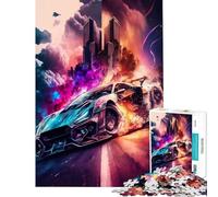 Jigsaw Puzzle 1000 Piece for Adults Cityscape Future Car Relaxing Games Learning Educational Toys Great Gifts for Games Presents for Women (Size 50x75cm)