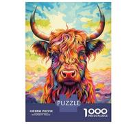 Jigsaw Puzzle 1000 Piece for Adults Colorful Highland Cow Adult Jigsaw Hands-on Game Staycation Kill Time Stress Reduction Gifts 70x50cm/1000pcs