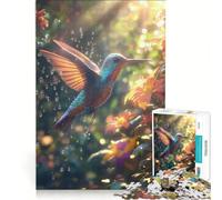 Jigsaw Puzzle 1000 Piece for Adults Colorful Hummingbird Hovering, Impossible Game, Fun at Home Activities, Suitable for Desktop Decoration 38x26cm