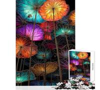 Jigsaw Puzzle 1000 Piece for Adults Colorful Lotus Flowers with Golden Outlines Practical Game Learning Educational Home Decoration Toys Artists' Collection, Fine Arts (52X38cm)