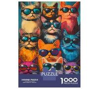 Jigsaw Puzzle 1000 Piece for Adults Cool Cats in Sunglasses Puzzle for Adults Family Game Precision Cutting for Birthday, Chrismas 52x38cm/1000pcs
