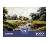 Jigsaw Puzzle 1000 Piece for Adults Cottage by The River Adult Jigsaw Hands-on Game Staycation Kill Time Stress Reduction Gifts 38x26cm/1000pcs