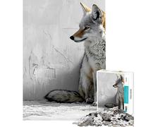Jigsaw Puzzle 1000 Piece for Adults Coyote Portrait Against White Textured Wall Puzzles for Adults Family Game For Family Fun for Birthday, Chrismas (Size 38x52cm)