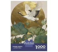 Jigsaw Puzzle 1000 Piece for Adults Crane Flying over Lotus Pond Jigsaw Toy Wall Decor Analysis And Logic Deal As Gifts for The Whole Family 52x38cm/1000pcs