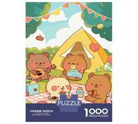 Jigsaw Puzzle 1000 Piece for Adults Cute Bear Camping Picnic Jigsaw Puzzle Fun Games A Work of Art Deal As Gifts for The Whole Family 38x26cm/1000pcs
