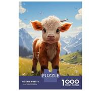 Jigsaw Puzzle 1000 Piece for Adults Cute Calf in Mountain Meadow Jigsaw Puzzle Fun Games A Work of Art Deal As Gifts for The Whole Family 38x26cm/1000pcs