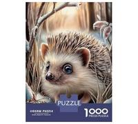 Jigsaw Puzzle 1000 Piece for Adults Cute Hedgehog in Winter Scene Puzzles for Adults Family Game Birthday Present Deal As Gifts for The Whole Family 52x38cm/1000pcs