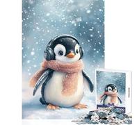 Jigsaw Puzzle 1000 Piece for Adults Cute Penguin in Snow- Impossible Game Learning Educational DIY Toys Artists' Collection, Fine Arts (26X38cm)