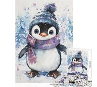 Jigsaw Puzzle 1000 Piece for Adults Cute Penguin in Winter Gear Impossible Game Learning Educational DIY Toys Artists' Collection, Fine Arts (26X38cm)