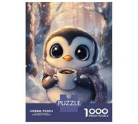Jigsaw Puzzle 1000 Piece for Adults Cute Penguin with Coffee in Snowy Forest Puzzle for Adults Hands-on Game Improve Memory Stress Reduction Gifts 70x50cm/1000pcs