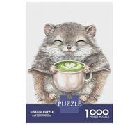 Jigsaw Puzzle 1000 Piece for Adults Cute Squirrel Holding Matcha Latte Jigsaw Toy Wall Decor Analysis And Logic Deal As Gifts for The Whole Family 52x38cm/1000pcs