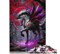 Jigsaw Puzzle 1000 Piece for Adults Dark Winged Unicorn in Forest Puzzles for Adults Paperboard Puzzles For Family Fun & Game Night 38x26cm/1000pcs
