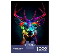 Jigsaw Puzzle 1000 Piece for Adults Deer Neon Sunglasses Adult Jigsaw Relaxing Games Hand Speed Race Unique Birthday And Gifts 70x50cm/1000pcs
