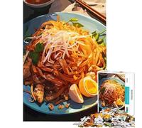 Jigsaw Puzzle 1000 Piece for Adults Delicious Pad Thai Illustration Relaxing Games Learning Educational Toys Great Gifts for Games Presents for Women (Size 38x26cm)