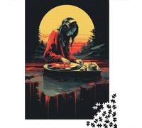 Jigsaw Puzzle 1000 Piece for Adults DJ Sunset Turntable Art Print Jigsaw Toy Wall Decor Analysis And Logic Deal As Gifts for The Whole Family 38x26cm/1000pcs