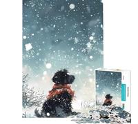 Jigsaw Puzzle 1000 Piece for Adults Dog in Winter Wonderland Snow Educational Game Learning Educational Toys Great Gifts And Toys Suitable for Couples (Size 38x26cm)