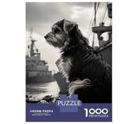 Jigsaw Puzzle 1000 Piece for Adults Dog on Dock with Ships Jigsaw Toy Wall Decor Analysis And Logic Deal As Gifts for The Whole Family 38x26cm/1000pcs
