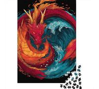 Jigsaw Puzzle 1000 Piece for Adults Dragon Yin Yang Art Print -2 Adult Jigsaw Puzzle Brain Teaser Game Hand Speed Race Stress Reduction Gifts 70x50cm/1000pcs